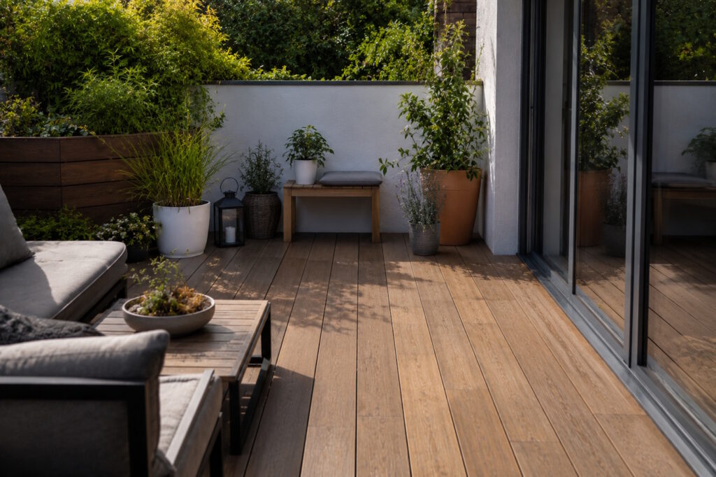 Das Foto zeigt einen Tielenboden auf einer Terrasse